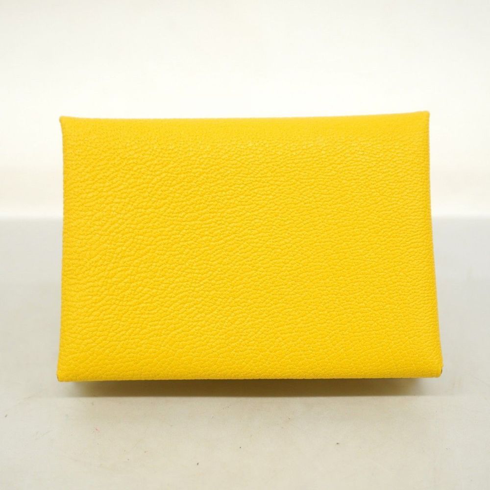 Herms Calvi Duo Coin Case Chevre Jaune-Naples Sil… - image 6